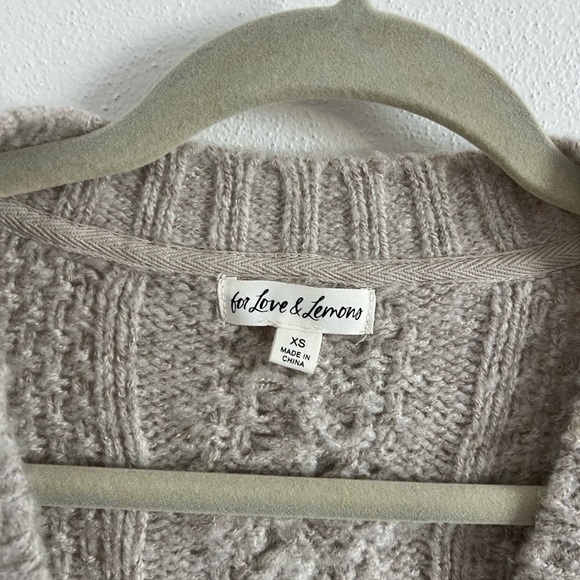 For Love & Lemons Amaryllis Cropped Cardigan in Wheat, size XS - Picture 3 of 6